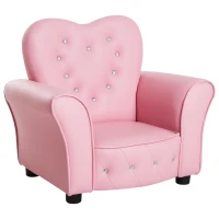 Qaba Kids Sofa Toddler Tufted Upholstered Sofa Chair Princess Couch Furniture with Diamond Decoration for Preschool Child, Pink(m-1)