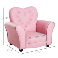 Qaba Kids Sofa Toddler Tufted Upholstered Sofa Chair Princess Couch Furniture with Diamond Decoration for Preschool Child, Pink(m-3)
