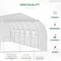 Outsunny 26' x 10' x 7' Walk-In Greenhouse Tunnel, Large Gardening Plant Hot House with 12 Windows and Zipper Doors for Backyard, White(m-4)