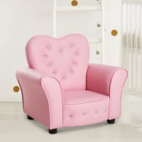 Qaba Kids Sofa Toddler Tufted Upholstered Sofa Chair Princess Couch Furniture with Diamond Decoration for Preschool Child, Pink(m-9)