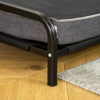 PawHut 2-IN-1 Elevated Pet Bed for Large & Medium-Sized Dog Steel Frame Removable Sponge Cushion Breathable Linen Fabric, Grey, 43.25"x25.5"x7.75"(m-10)