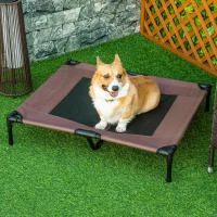 PawHut Elevated Pet Bed Portable Raised Cot with Non-Slip Feet for Outdoor & Indoor Use, Coffee(m-1)