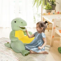 Qaba Animal Kids Character Chair Cartoon Sofa Armrest Chair Cute Dinosaur Stuffed Flannel PP Cotton 22" x 19" x 22" Green(m-2)