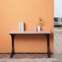 HOMCOM Folding Dining Table, Rectangular Table with Metal Frame, Space Saving for Small Kitchen, Black(m-8)