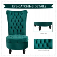 HOMCOM 45" Tufted High Back Velvet Accent Chair Living Room Soft Padded Couch Lounge (Green)(m-6)