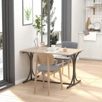 HOMCOM Folding Dining Table, Rectangular Table with Metal Frame, Space Saving for Small Kitchen, Black(m-11)