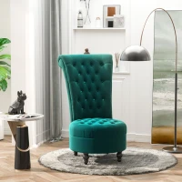 HOMCOM 45" Tufted High Back Velvet Accent Chair Living Room Soft Padded Couch Lounge (Green)(m-4)