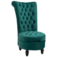 HOMCOM 45" Tufted High Back Velvet Accent Chair Living Room Soft Padded Couch Lounge (Green)(m-2)