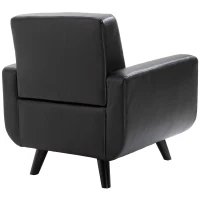 HOMCOM PU Leather Armchair Padded Accent Club Chair,  Tufted Back Wooden Seat with Armrest Living Room Furniture, 31.5" W, Black(m-6)