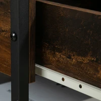 HOMCOM Industrial Nightstand, Bedside Table with Drawer and Storage Shelves, Side End Table with Steel Frame for Bedroom, Rustic Brown(m-8)