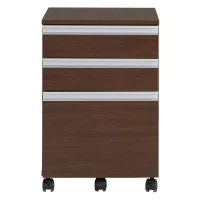 HOMCOM 23.25" 3-Drawer Office Storage Cabinet with Wheels, Brown(m-13)
