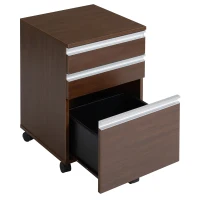 HOMCOM 23.25" 3-Drawer Office Storage Cabinet with Wheels, Brown(m-14)