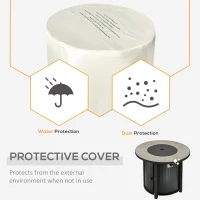 Outsunny 30 Inch Propane Fire Pit Table, 40,000BTU Round Gas Firepit with Protective Cover, Lid and Lava Rocks, CSA Certification for Outdoor, Patio, Black(m-7)