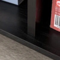 HOMCOM Wood Rolling File Cabinet Storage Organizer with 3 Large Open Shelves and Door Cabinet Door for Easy Storage and Mobility, Black(m-12)