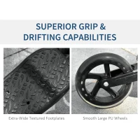 Qaba Kids/Adult Drifting Scooter 3 Wheels Scooter Foldable Child Tri Speeder Slider Swing Drifter Winged Push Motion Kickboard Height Adjustable for Age 6+ Black(m-5)