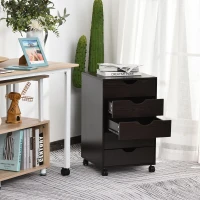 HOMCOM 5 Drawer File Cabinet Storage Organizer Filing Cabinet with Nordic Minimalist Modern Style & Wheels, Brown(m-8)