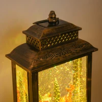 HOMCOM Christmas Snow Globe WaterLantern Music Box with Light, Ring Handle Holiday Home Novelty Decorations, Santa Bring Gift with Reindeer(m-13)