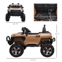 Aosom 12V Kids Electric 2-Seater Ride On Police Car SUV Truck Toy with Parental Remote Control & MP3 Sound, Tan(m-3)