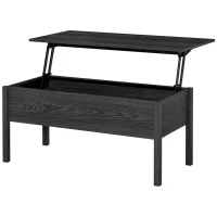 HOMCOM Wood Living Room End Table Furniture With Lift Top Storage Space, Black(m-1)