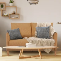 HOMCOM 54" Loveseat Sofa for Bedroom, Modern Love Seats Furniture, Upholstered Small Couch for Small Space, Yellow(m-1)