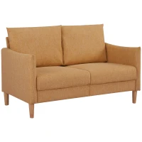 HOMCOM 54" Loveseat Sofa for Bedroom, Modern Love Seats Furniture, Upholstered Small Couch for Small Space, Yellow(m-2)