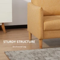 HOMCOM 54" Loveseat Sofa for Bedroom, Modern Love Seats Furniture, Upholstered Small Couch for Small Space, Yellow(m-5)