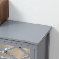 HOMCOM 3 Drawers Dresser with Mirror Panels, Chest of Drawers for Bedroom, Storage Cabinet for Bathroom Living Room, Entryway, Grey(m-8)