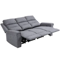 HOMCOM Modern 3-Seater Recliner Sofa with Linen Fabric and Thick Sponge Padding, 3 Seater Couch Recliner Couch Manual Reclining Sofa Living Room Furniture, Gray(m-11)