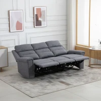 HOMCOM Modern 3-Seater Recliner Sofa with Linen Fabric and Thick Sponge Padding, 3 Seater Couch Recliner Couch Manual Reclining Sofa Living Room Furniture, Gray(m-8)