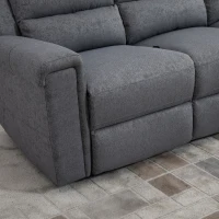 HOMCOM Modern 3-Seater Recliner Sofa with Linen Fabric and Thick Sponge Padding, 3 Seater Couch Recliner Couch Manual Reclining Sofa Living Room Furniture, Gray(m-14)