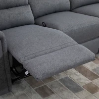 HOMCOM Modern 3-Seater Recliner Sofa with Linen Fabric and Thick Sponge Padding, 3 Seater Couch Recliner Couch Manual Reclining Sofa Living Room Furniture, Gray(m-13)