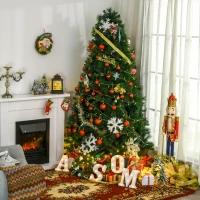 HOMCOM 7ft Unlit Full Pine Artificial Christmas Tree with Realistic Branches and 1160 Branch Tips(m-9)