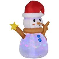 Outsunny 4ft Inflatable Christmas Snowman with Santa's Hat and Star, Blow-Up Outdoor LED Yard Display for Lawn Garden Party(m-2)