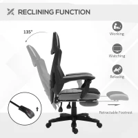 Vinsetto Home Office Chair Adjustable Height Recliner with Retractable Footrest, Mesh Back - Gray(m-5)