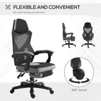 Vinsetto Home Office Chair Adjustable Height Recliner with Retractable Footrest, Mesh Back - Gray(m-6)