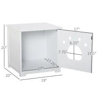PawHut Wooden Cat Washroom Pet Litter Box Enclosure Kitten House Nightstand End Table Hideaway Cabinet with Magnetic Doors White(m-3)