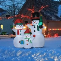 Outsunny 7ft Inflatable Christmas Snowman Family with Christmas Tree and Gift Box, Blow-Up Outdoor LED Yard Display for Lawn Garden Party(m-1)
