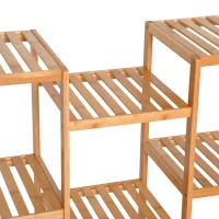 HOMCOM 9-Tier Bamboo Storage Shelf, Plant Stand, Utility Slatted Shelving Unit for Living Room, Balcony, Hallway, Bathroom, Natural(m-9)