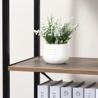 HOMCOM 4-Tier Industrial Bookshelf, Floor Standing Display Shelf, Bookcase with Metal Frame and Storage Shelving unit for Home Office, Living Room, Bedroom, Brown(m-11)