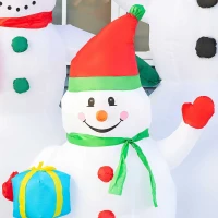 Outsunny 7ft Inflatable Christmas Snowman Family with Christmas Tree and Gift Box, Blow-Up Outdoor LED Yard Display for Lawn Garden Party(m-9)