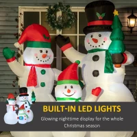 Outsunny 7ft Inflatable Christmas Snowman Family with Christmas Tree and Gift Box, Blow-Up Outdoor LED Yard Display for Lawn Garden Party(m-4)