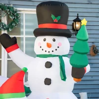 Outsunny 7ft Inflatable Christmas Snowman Family with Christmas Tree and Gift Box, Blow-Up Outdoor LED Yard Display for Lawn Garden Party(m-10)