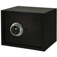 HOMCOM Fingerprint Electronic Security Safe Box, 0.95 Cubic Feet Cabinets, with 2 Emergency Keys, Removable Shelf, Great for Home, Hotel, Office, Black(m-2)