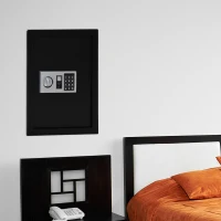 HOMCOM Flat Superior Electronic Hidden Wall Safe Box for Jewellery or Valuables Digital Lock Home Office Hotel Security Black(m-1)