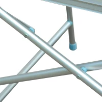 Outsunny Adjustable Outdoor Folding Camping Kitchen Garden BBQ Picnic Table, Silver(m-7)