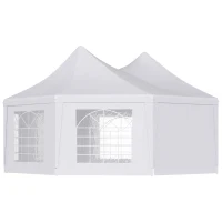 Outsunny Wedding Tent 22.3ft Octagonal Party Tent Event Shelter Outdoor with 8 Removable Walls - White(m-10)