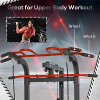 Soozier Power Tower, Pull Up Station with Dip Bar, Lat Pulldown Machine and Push-up Stand, Multi-Function Free Standing Pullup Bar for Home Gym(m-5)
