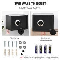 HOMCOM Fingerprint Electronic Security Safe Box, 0.95 Cubic Feet Cabinets, with 2 Emergency Keys, Removable Shelf, Great for Home, Hotel, Office, Black(m-5)