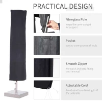 Outsunny Outdoor Large Umbrella Cover Patio Cantilever Banana Parasol Protector Weather Resistant Black(m-4)