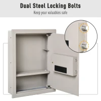 HOMCOM Flat Superior Electronic Hidden Wall Safe Box for Jewellery or Valuables Digital Lock Home Office Hotel Security Beige(m-7)